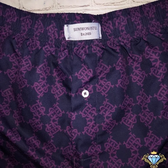 SHEIN Sumwon Men's Mid-Length Boxer Shorts - Size Large Geometric Pattern Lounge - Picture 6 of 7